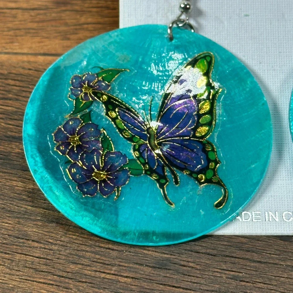 Turquoise Butterfly Flower Drop‎ Dangle Earrings Fashion Jewelry